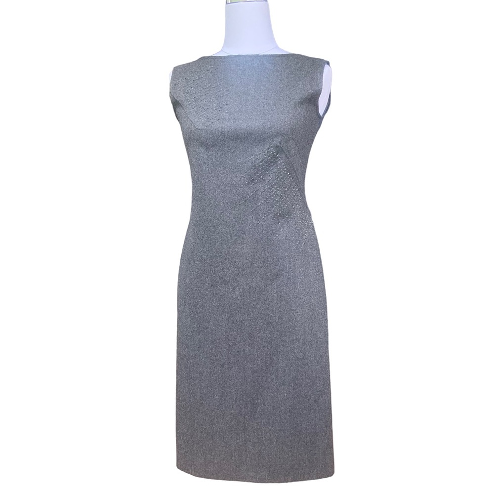 ALBERTA FERRETTI 90s Wool Sheath Dress. Crystal Beading Details. Minimalist HOT!